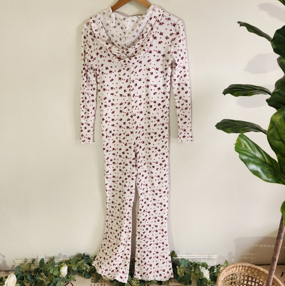 Free People Sleeping Overalls Flare Floral Comfy Women Size XS White Color - Picture 6 of 13